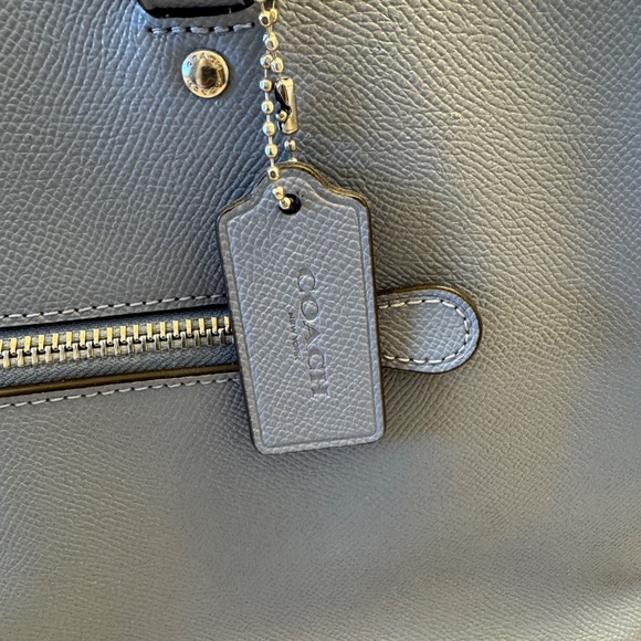 Coach 79608 women's Gallery Tote Crossgrain Leather shoulder Bag Ice Blue - Picture 7 of 15